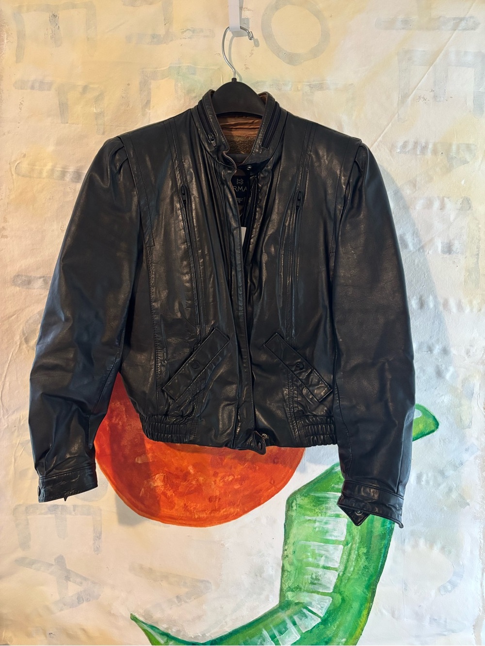 VTG Berman Black Leather Jacket - Women's Bomber